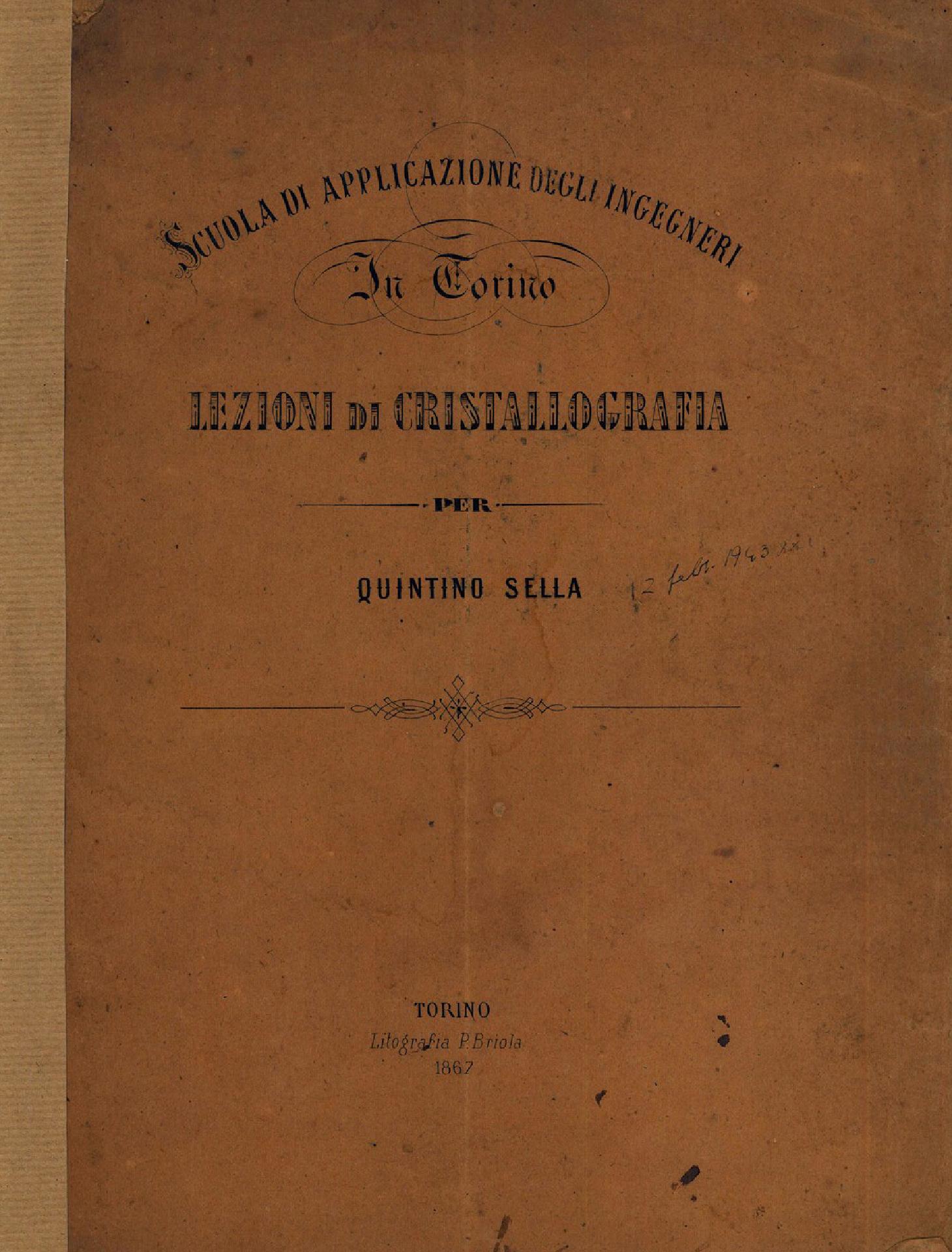 Crystallography lessons for Quintino Sella. 1867 - Museo Nazionale della Scienza e della Tecnologia Leonardo da Vinci di Milano