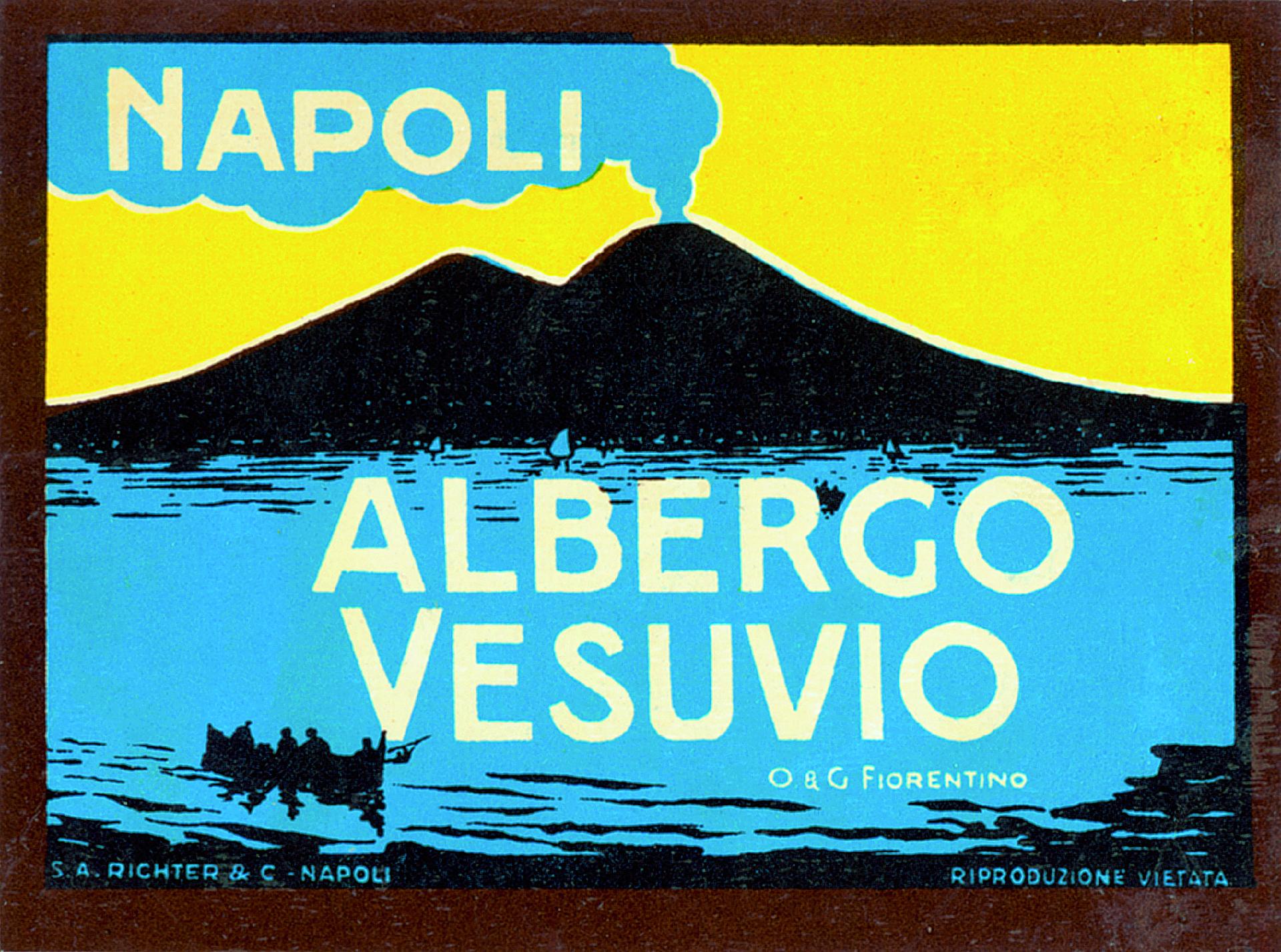 Hotel Vesuvio, Naples, suitcase label, 1930 - Museo Nazionale della Montagna &quot;Duca Degli Abruzzi&quot; - CAI Torino