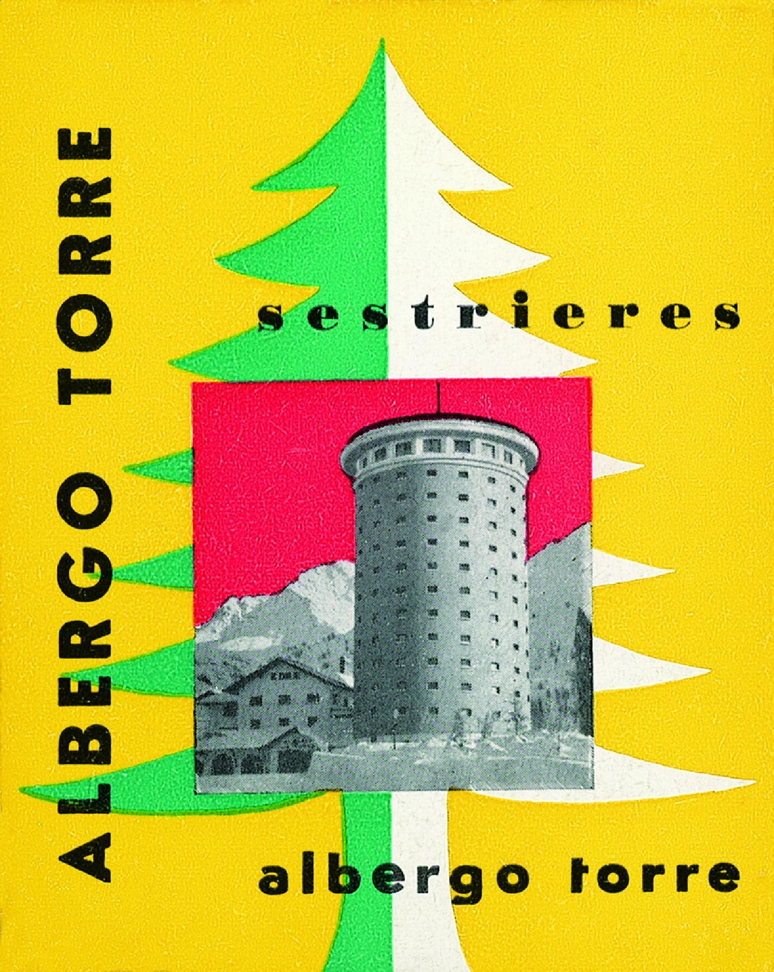 Hotel Torre, Sestriere, suitcase label, 1950 - Museo Nazionale della Montagna &quot;Duca Degli Abruzzi&quot; - CAI Torino