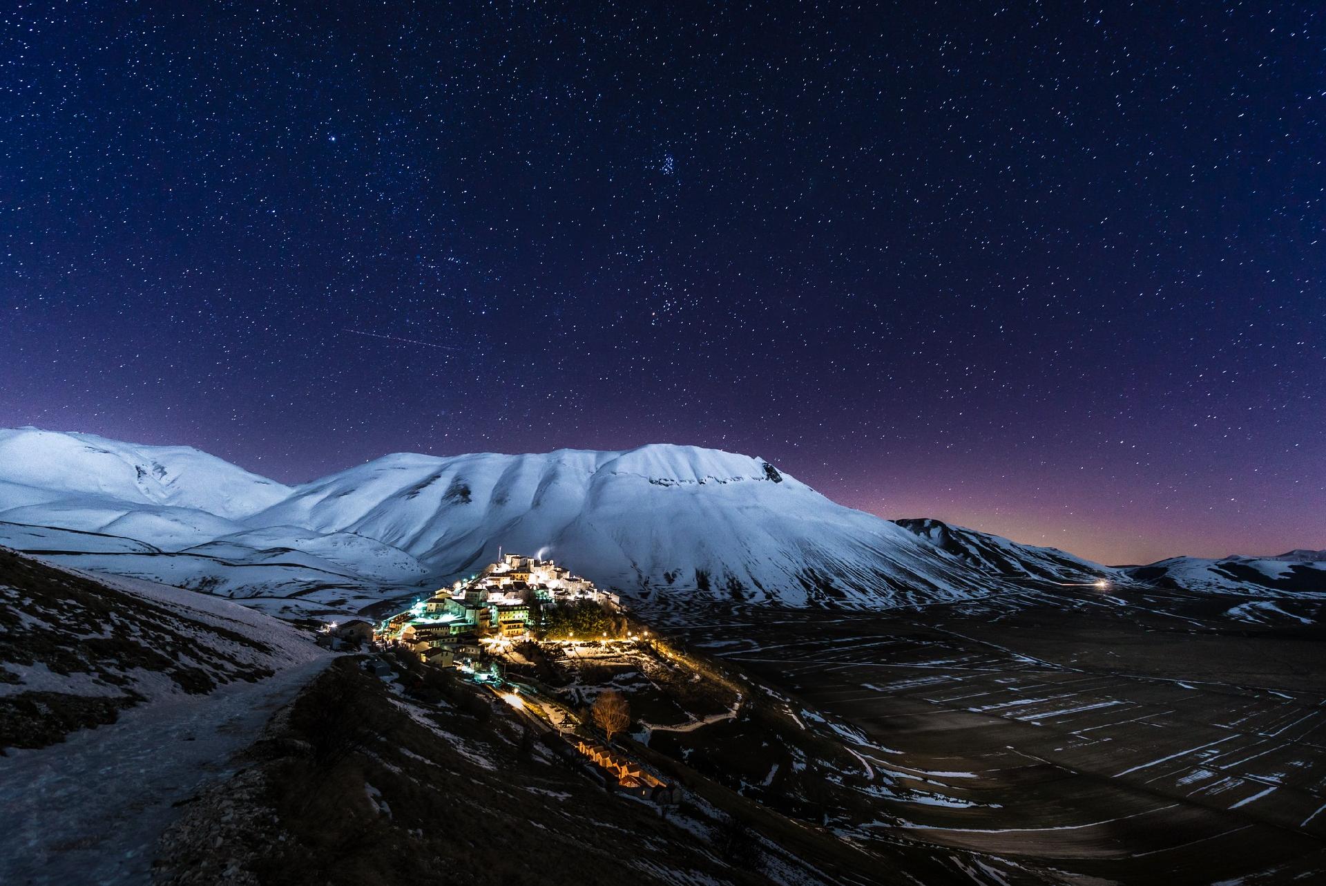 Castelluccio in a winter night a few years ago. Exhibition poster - Luca Galluzzi