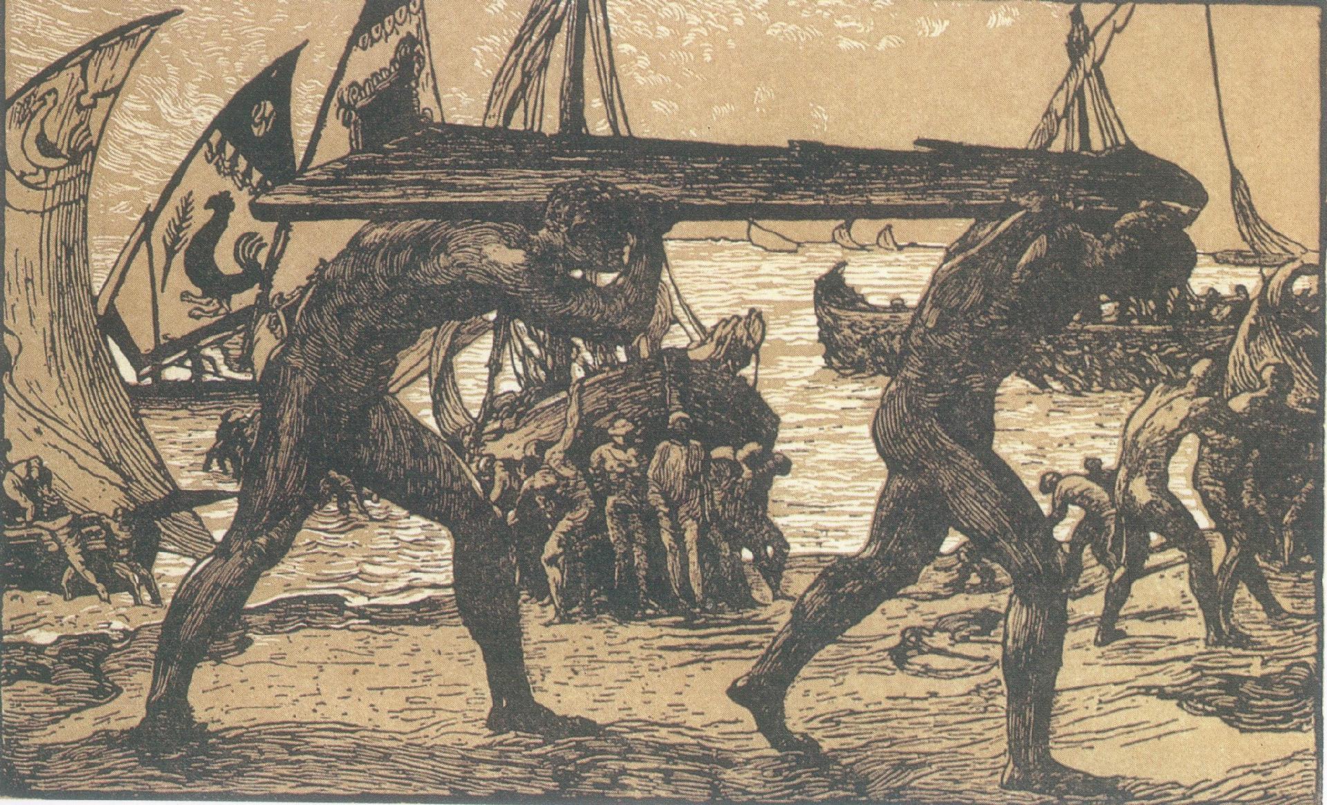 Il timone (1904-1908), xilografia - Pinacoteca del mare, Adolfo De Carolis