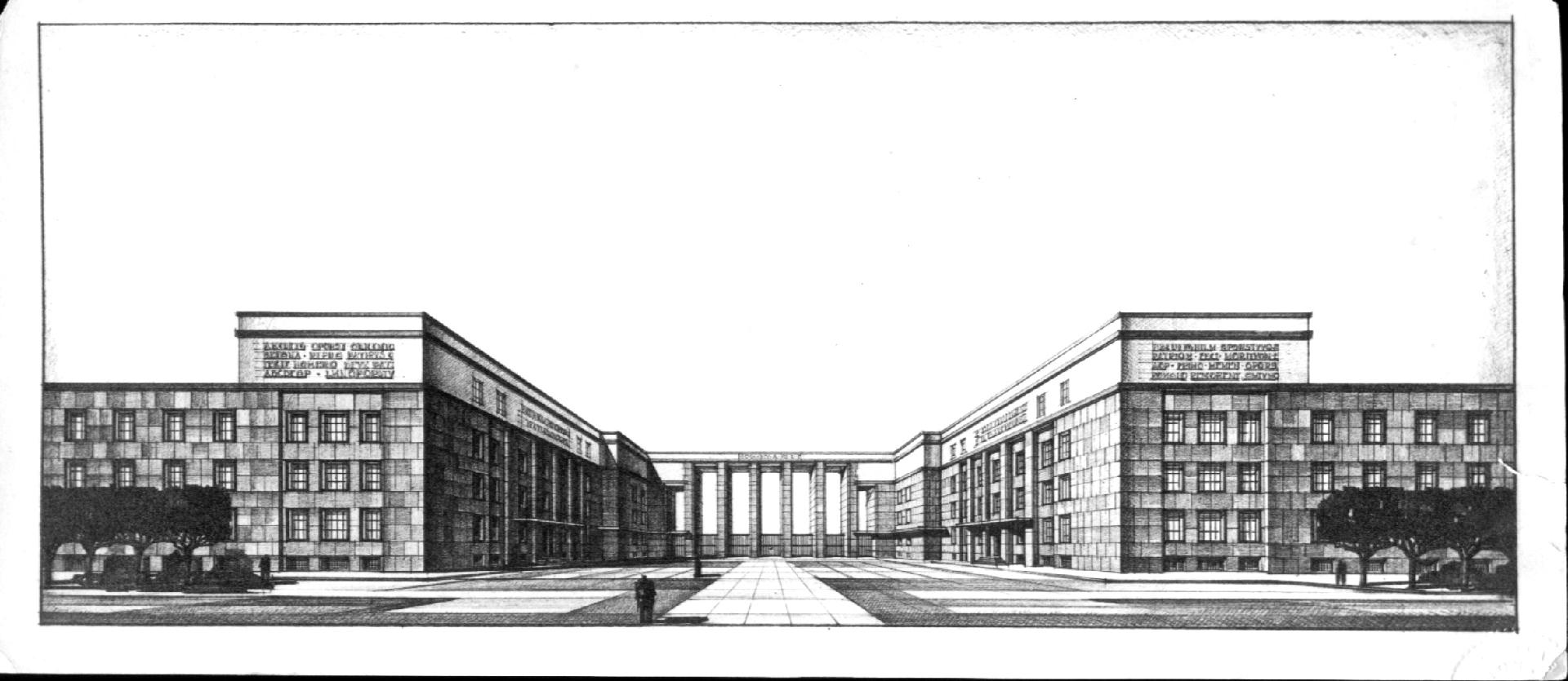 Propylaea entrance perspective view - CC BY-SA Sapienza Università di Roma
