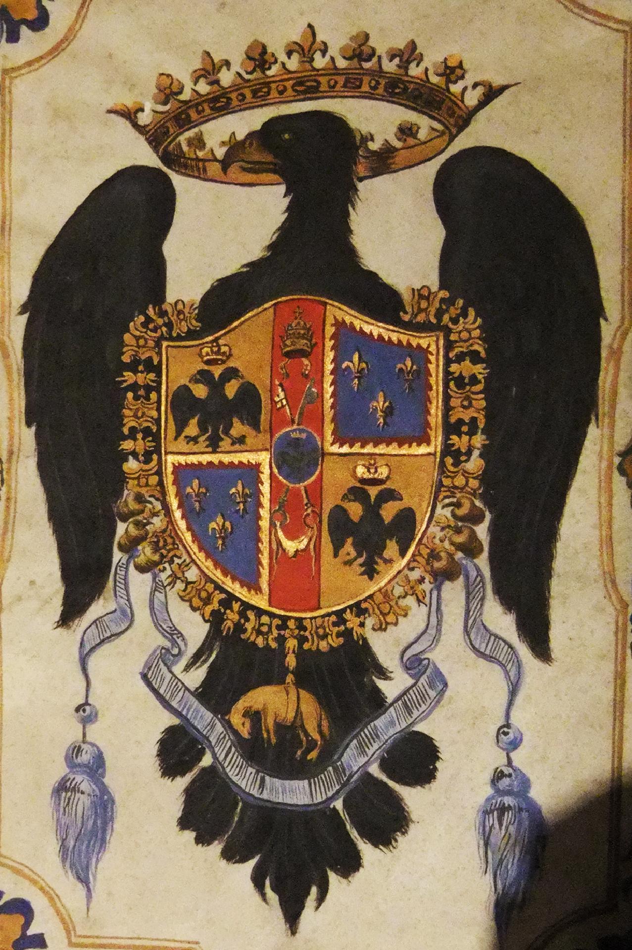 Stemma di Casa d'Este sul diploma con il quale Rinaldo I, duca di Modena e Reggio, nomina nel 1728 Antonio Vallisneri &quot;Cavaliere&quot;, con diritto di trasmissione ereditaria del titolo ai suoi discendenti (Museo Civico di Reggio Emilia - Foto di Stefano Meloni) - CC BY-SA Edizione nazionale delle Opere di Antonio Vallisneri